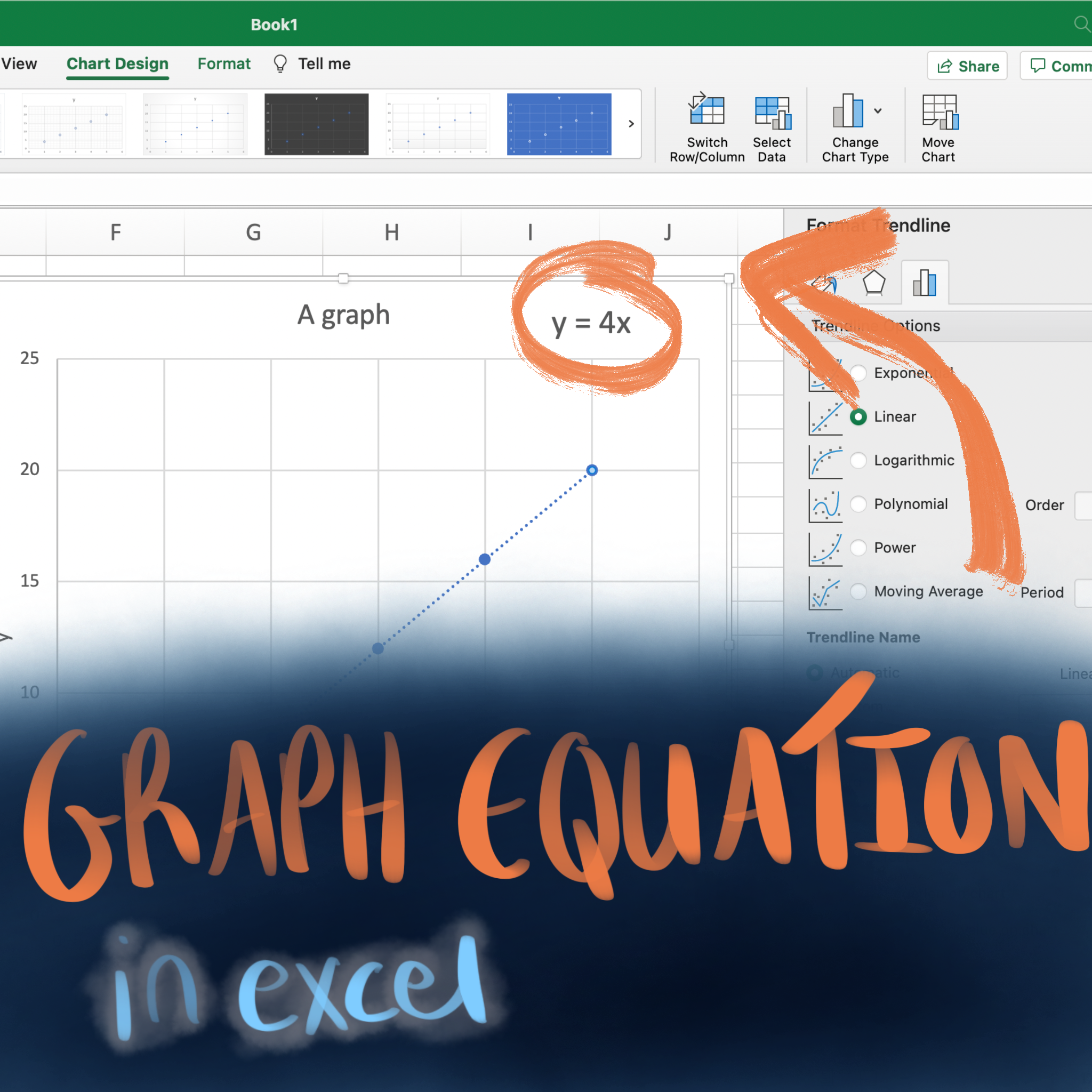 “How can I find the formula for a graph on excel?”