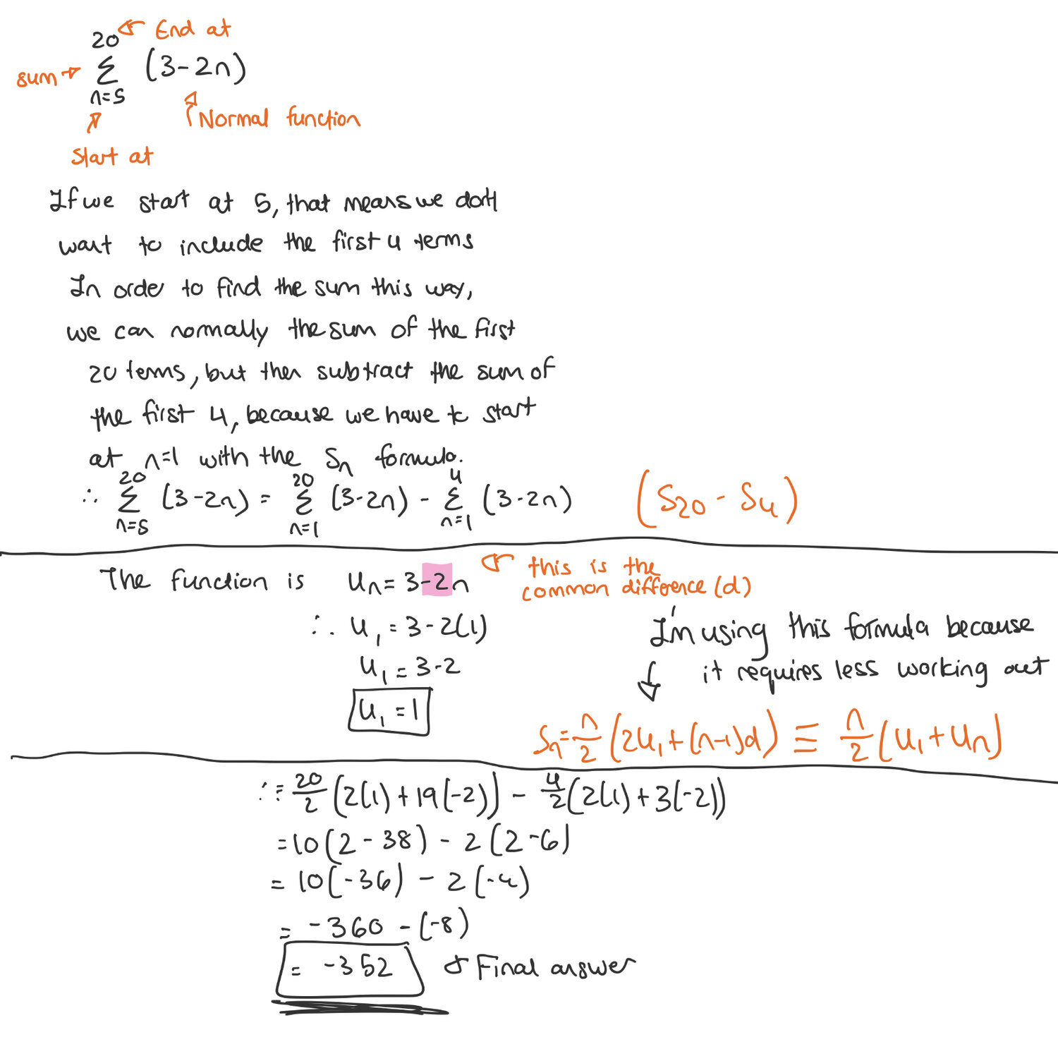 “How do you find the sum of the next ‘n’ terms in a sequence?”